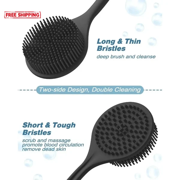 1Pc Bath Soft Back Scrubber Brush Bath Shower Sponge Scrubbing Brush with Handle