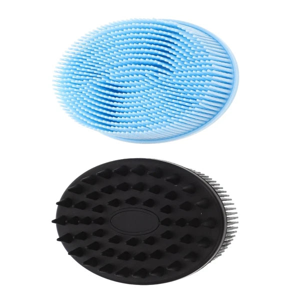 2 Pcs Bath Removable Silicone Body Scrubber with Handle