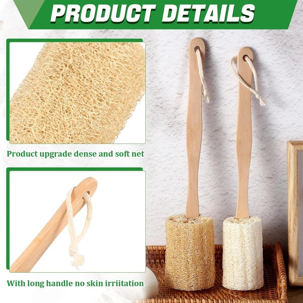 4 Pack Natural Exfoliating Loofah Bath Back Brush Loofah Back Scrubber Long H...
