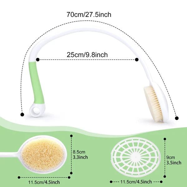 27.5” Back Bath Brush with Long Curved Long Handle,Shower Brush with U-Shaped...