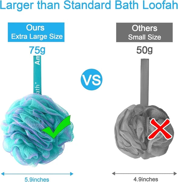 Luxury Exfoliating Loofah Sponge Set of 4 - Extra Large, Colorful Body Scrubbers