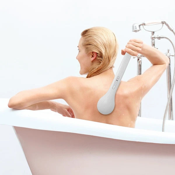Electric Body Brush Sponge Brush Shower Back Scrubber Long Handle Waterproof