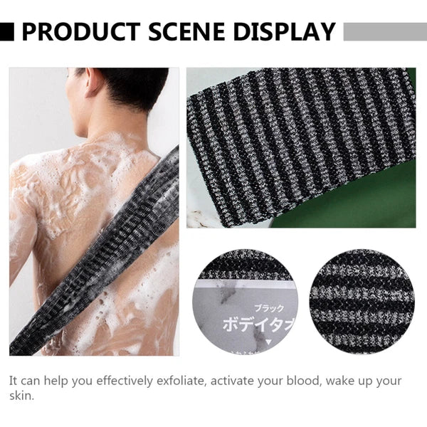 2 Pc Bath Towel Silicone Shower Brush Back Exfoliator Massage