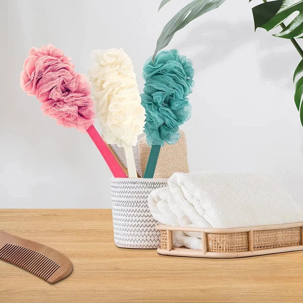 2Pack Back Scrubber for Shower,  Loofah on a Stick as Shower Brush Exfoliating
