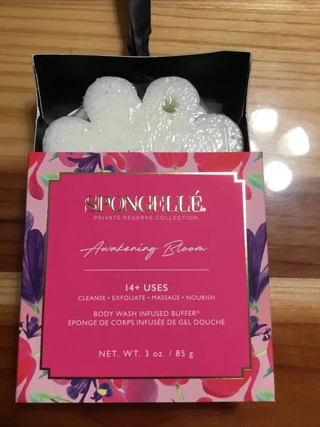 2 X Spongelle AWAKENING BLOOM Infused Buffer Flower Body Bath Sponge 3 Oz New