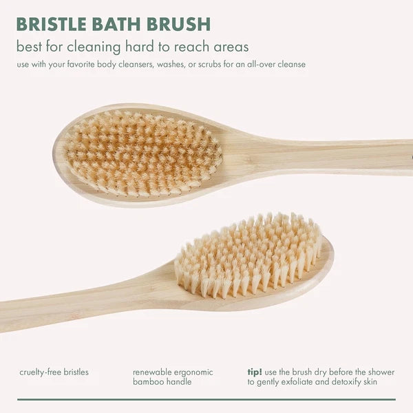 Bath Bristle Brush, Bath Brush with Long Handle, Cleanse Back & Hard-To