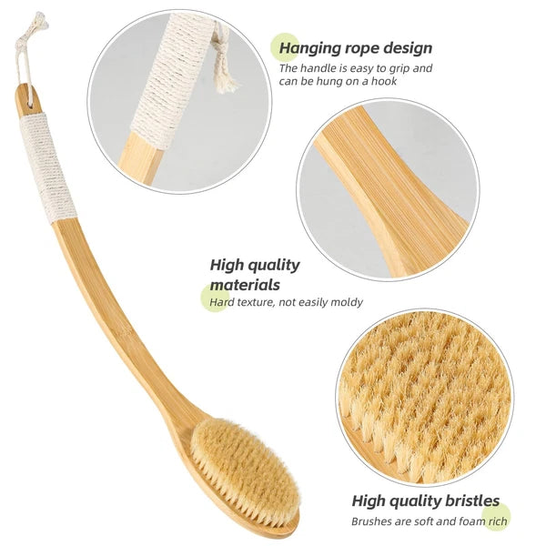 Bath Body Brush Shower, 22" Super Long Handle Back Body Scrubber Wet/Dry ...