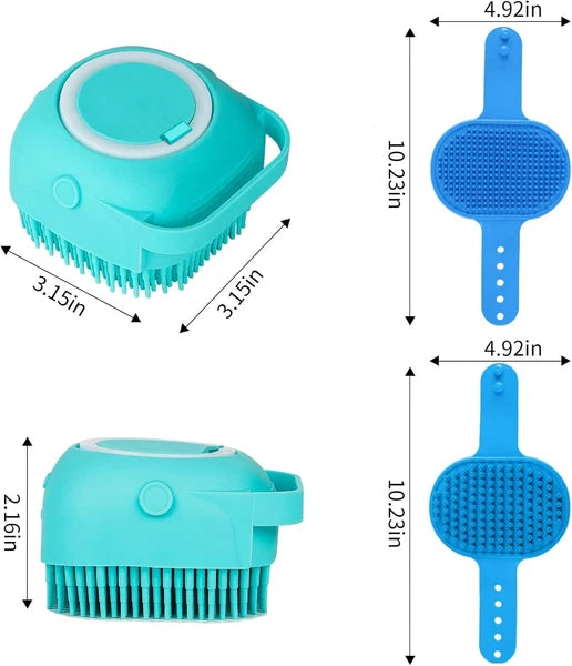 6PCS Dog Bath Brush & Dog Toothbrush | Adjustable Handle Shampoo Brush